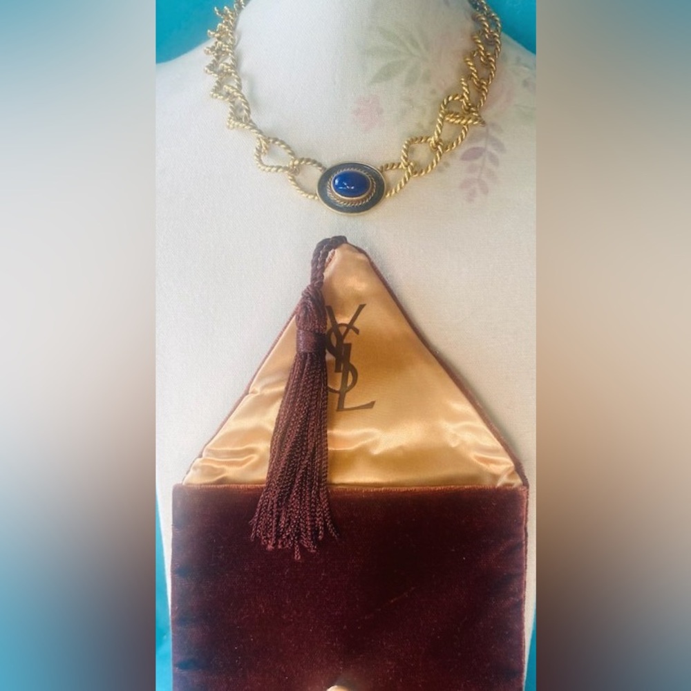 Yves Saint Laurent Necklace in Blue and Gold *Authenticated*